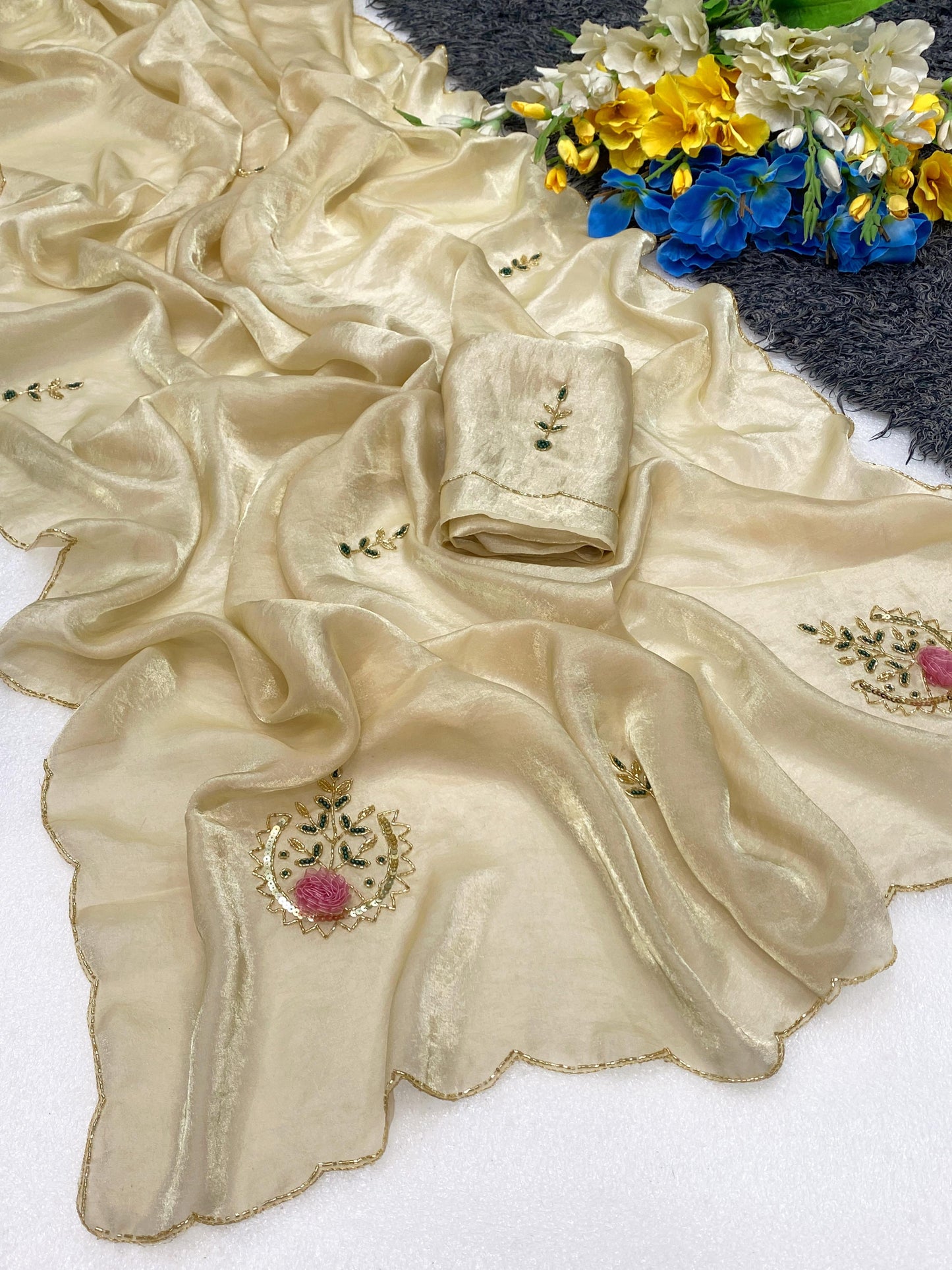 Designer Khatli Handwork Silk Saree