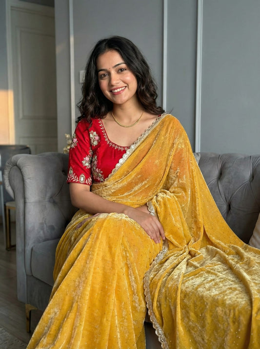 Beautiful Fendy Silk Saree ( YELLOW )