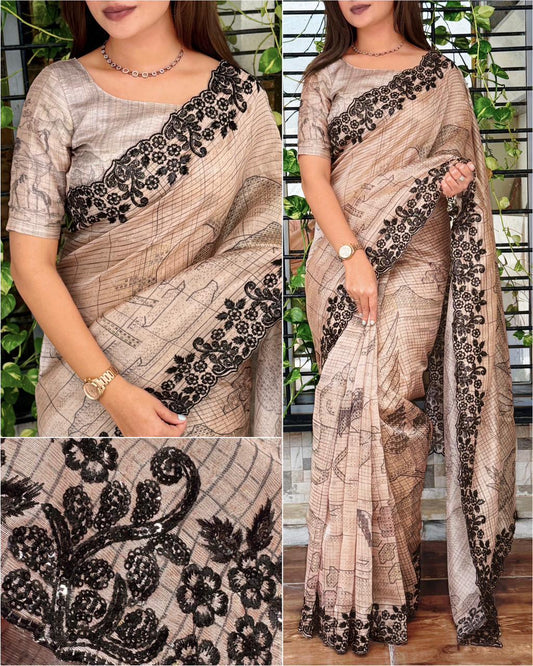 Glass organza Saree