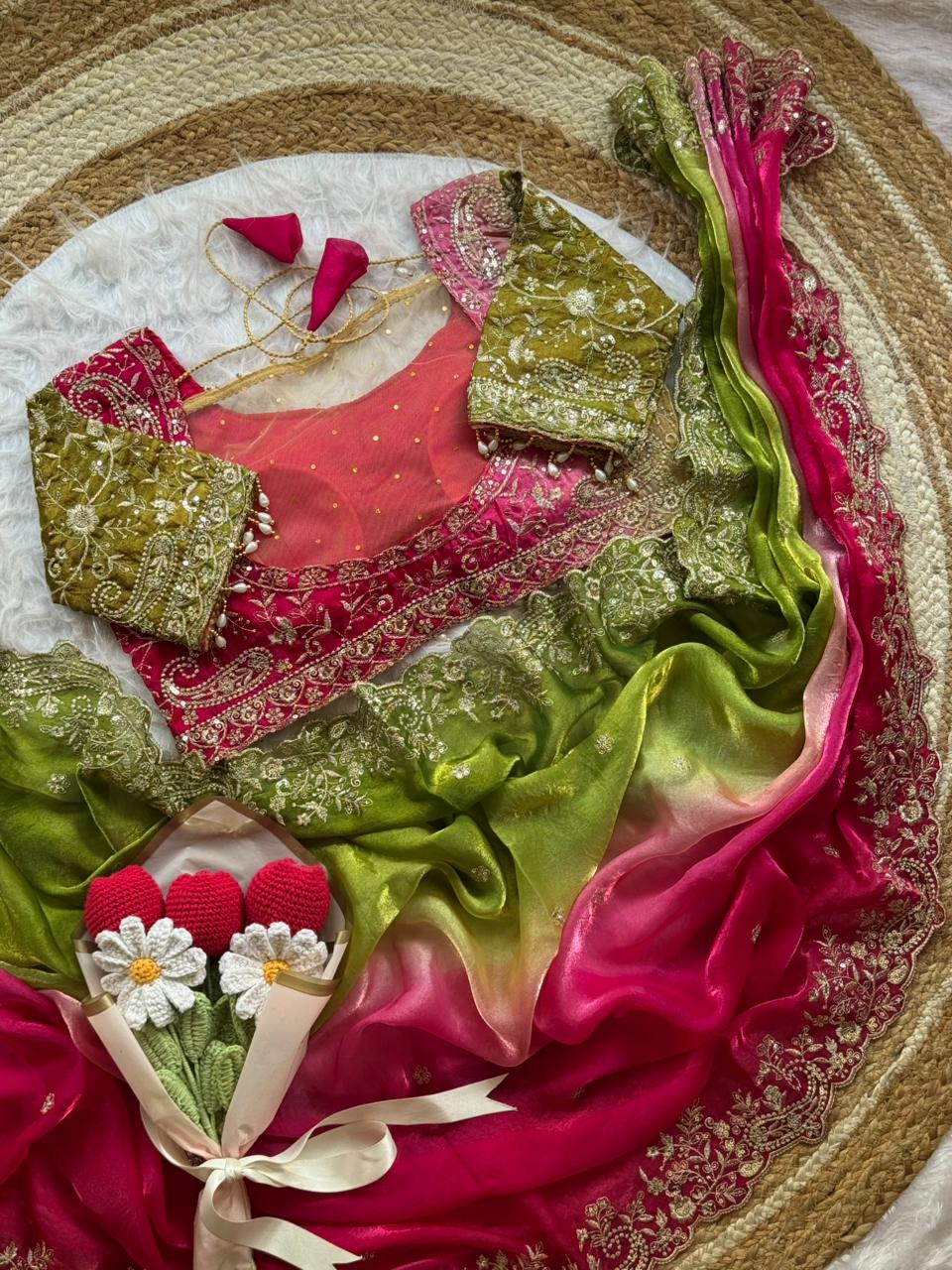 Pedding space silk saree