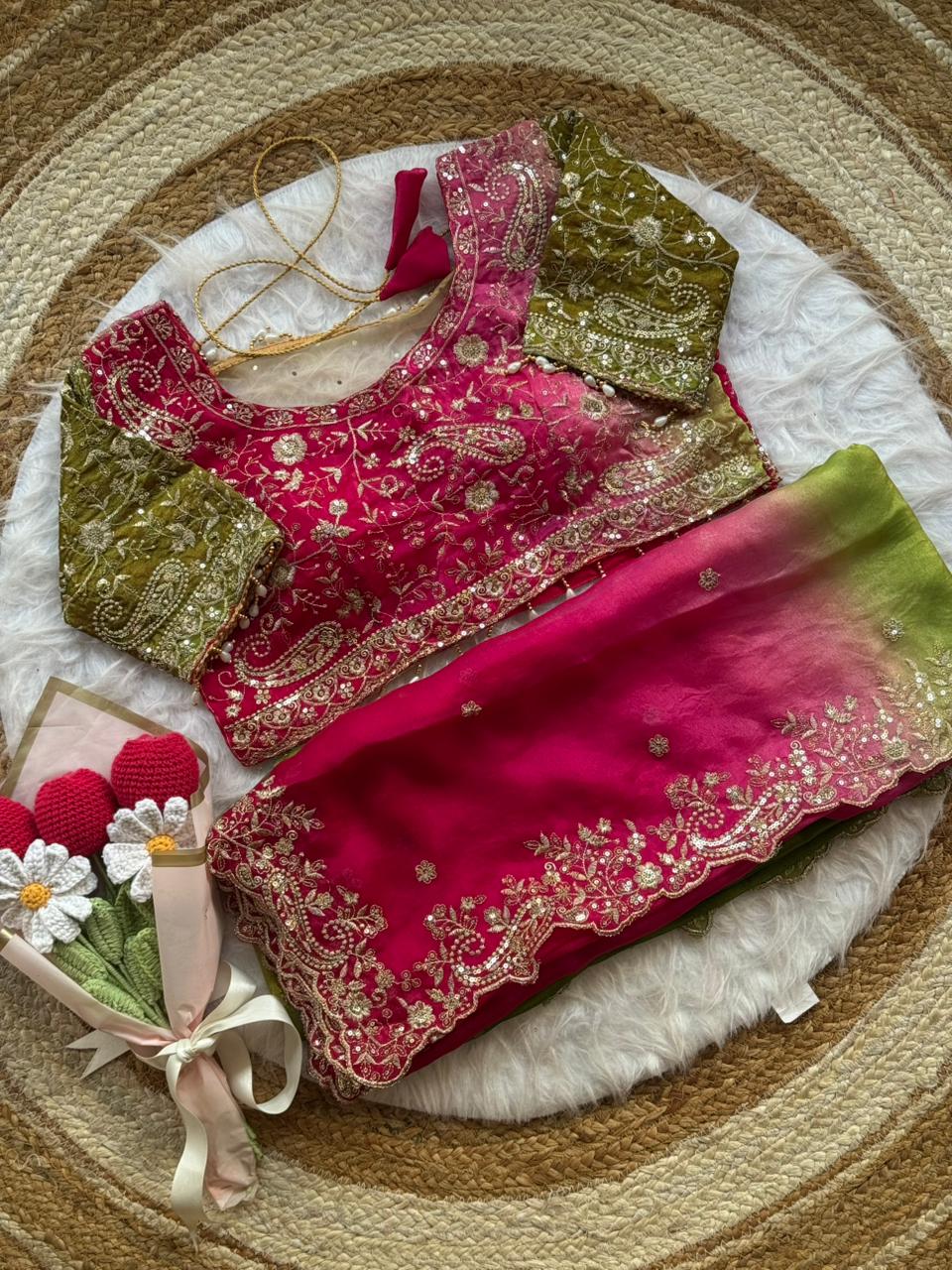 Pedding space silk saree