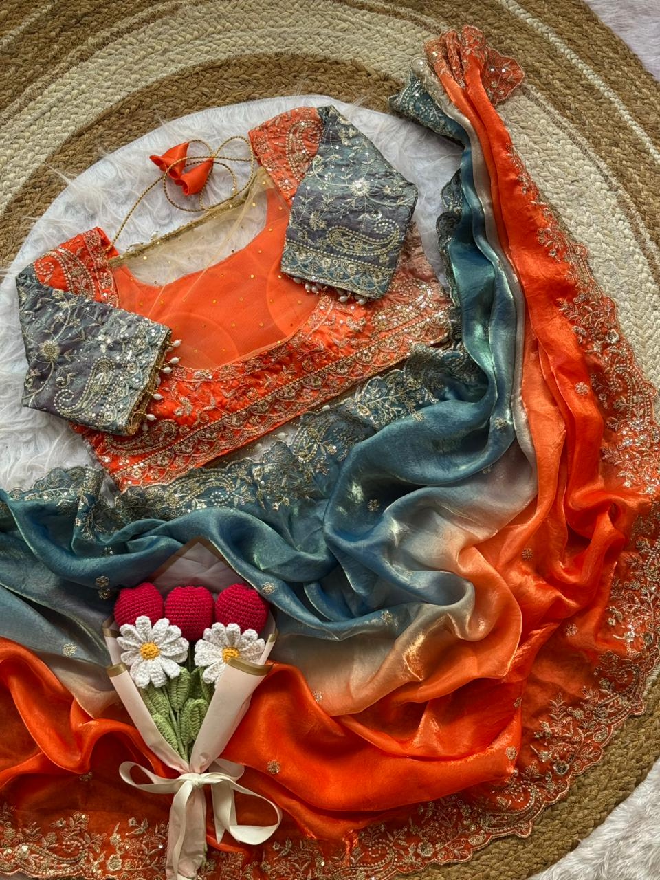 Pedding space silk saree