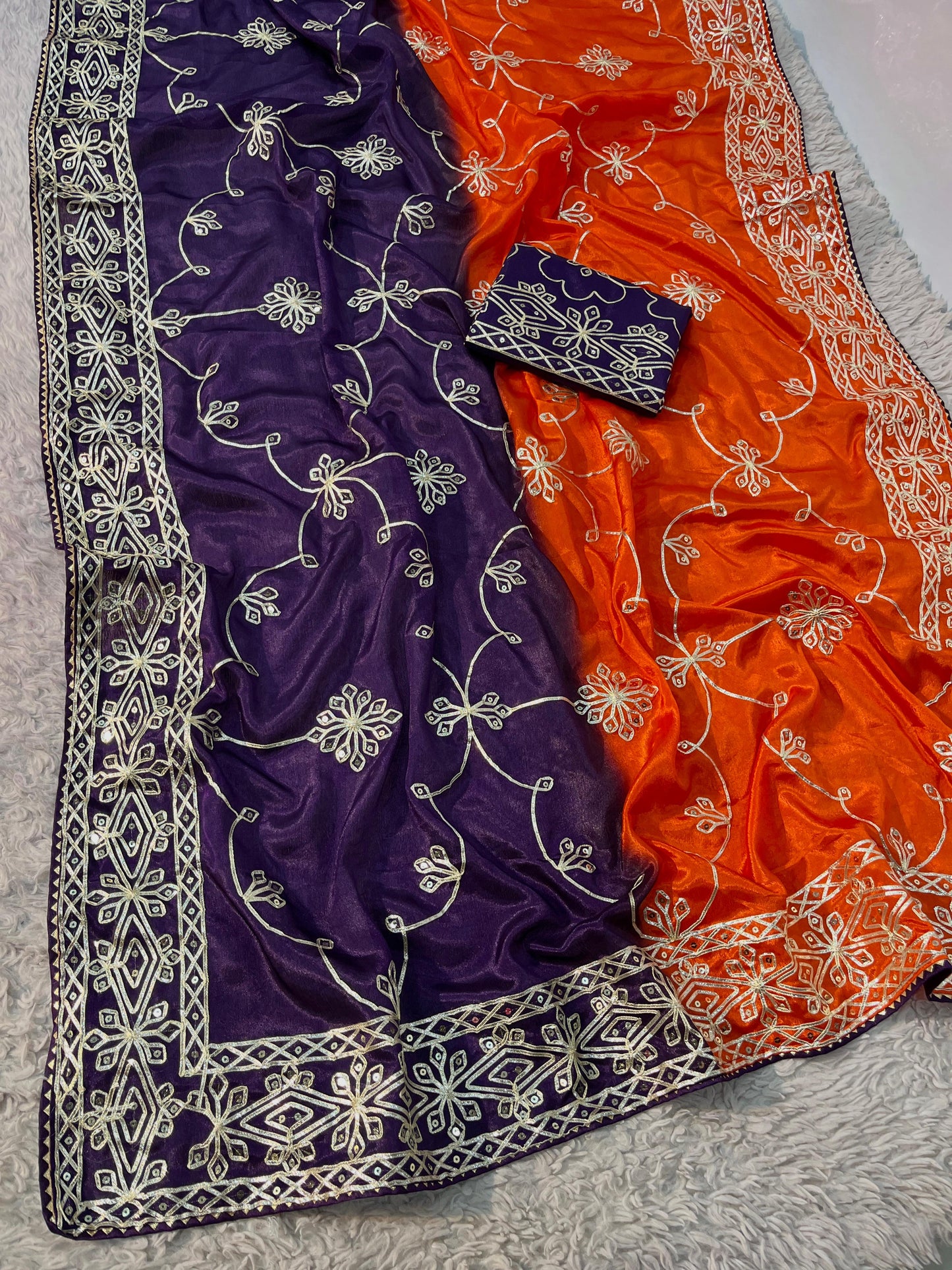 Ribbon gotapatti Saree