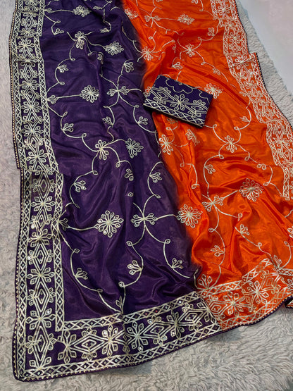 Ribbon gotapatti Saree