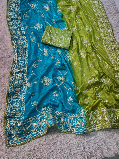 Ribbon gotapatti Saree
