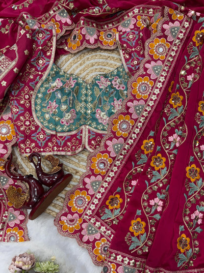 Soft Rangoli Silk Saree with Sequence & Dori Embroidery