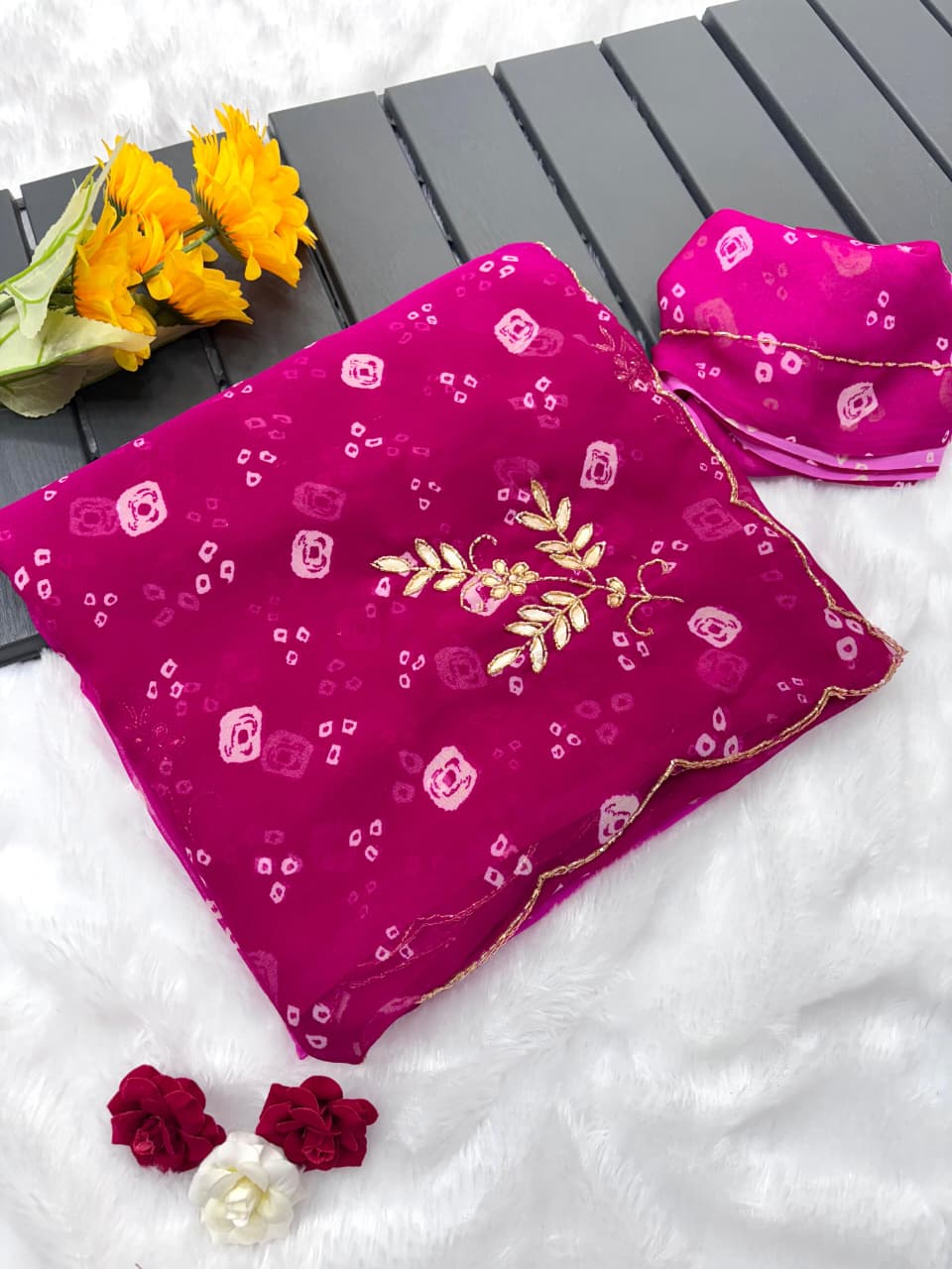 ✨Premium Georgette Bandhej Saree ✨