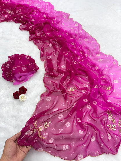 ✨Premium Georgette Bandhej Saree ✨