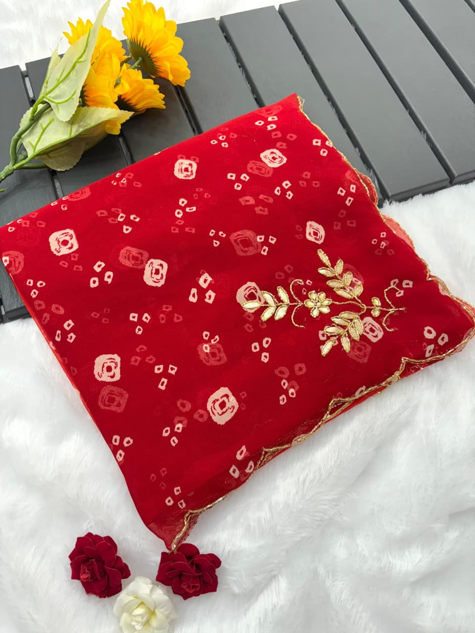 ✨Premium Georgette Bandhej Saree ✨