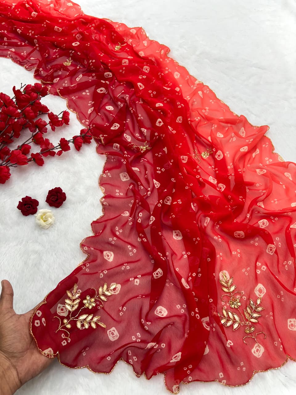 ✨Premium Georgette Bandhej Saree ✨