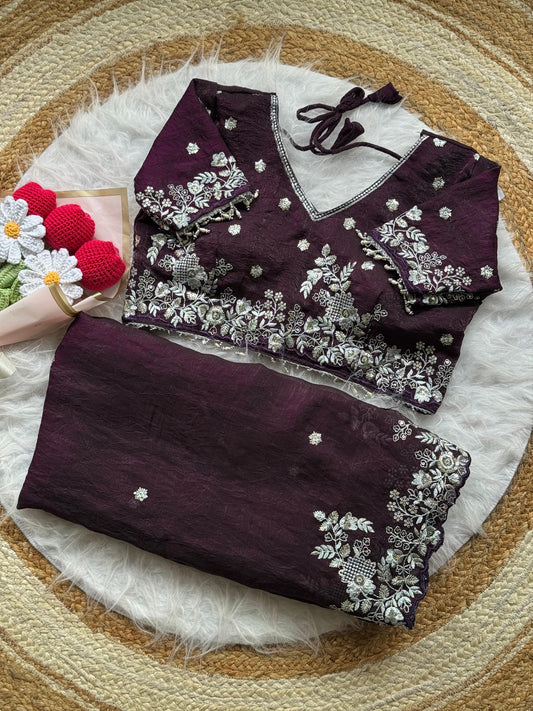 Soft Space Silk Satin Crush Saree ✨