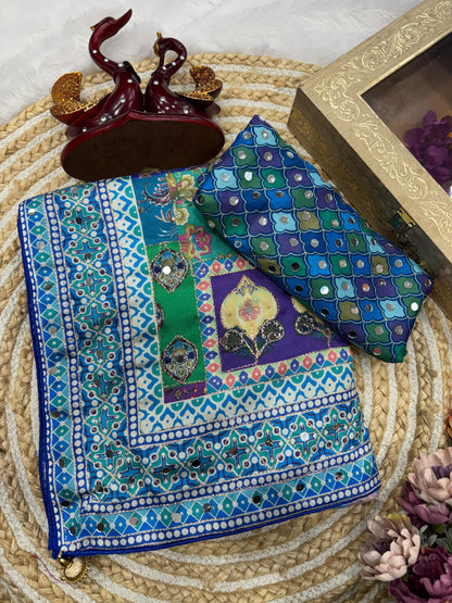 Elegant Chinnon Saree with Real Mirror Work