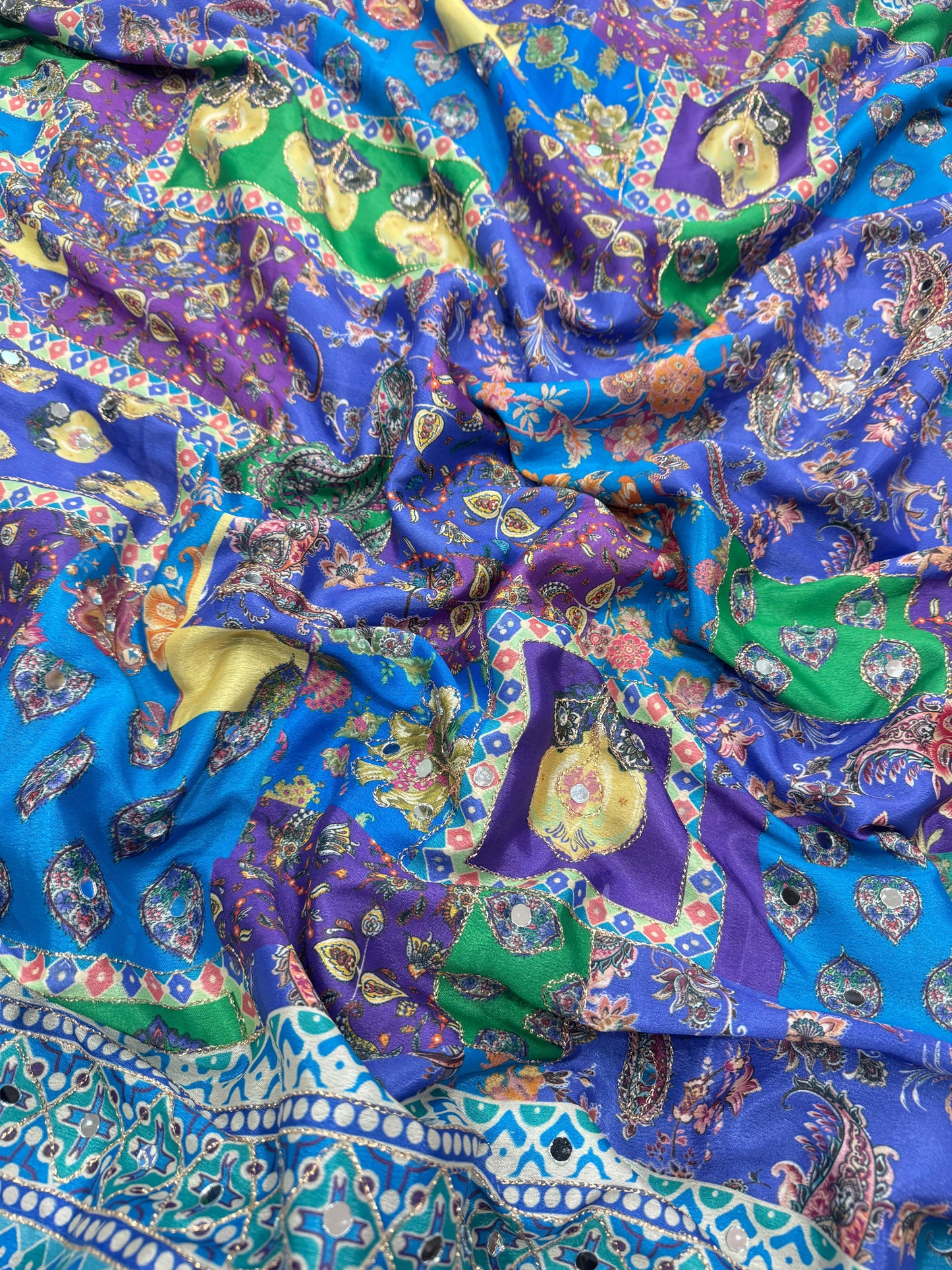 Elegant Chinnon Saree with Real Mirror Work