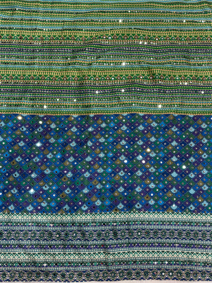 Elegant Chinnon Saree with Real Mirror Work