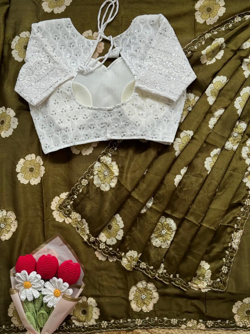 Beautiful Soft Chinnon Saree