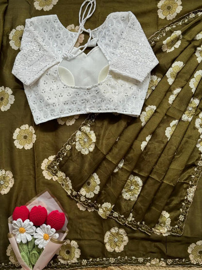 Beautiful Soft Chinnon Saree