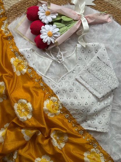 Beautiful Soft Chinnon Saree