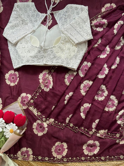 Beautiful Soft Chinnon Saree