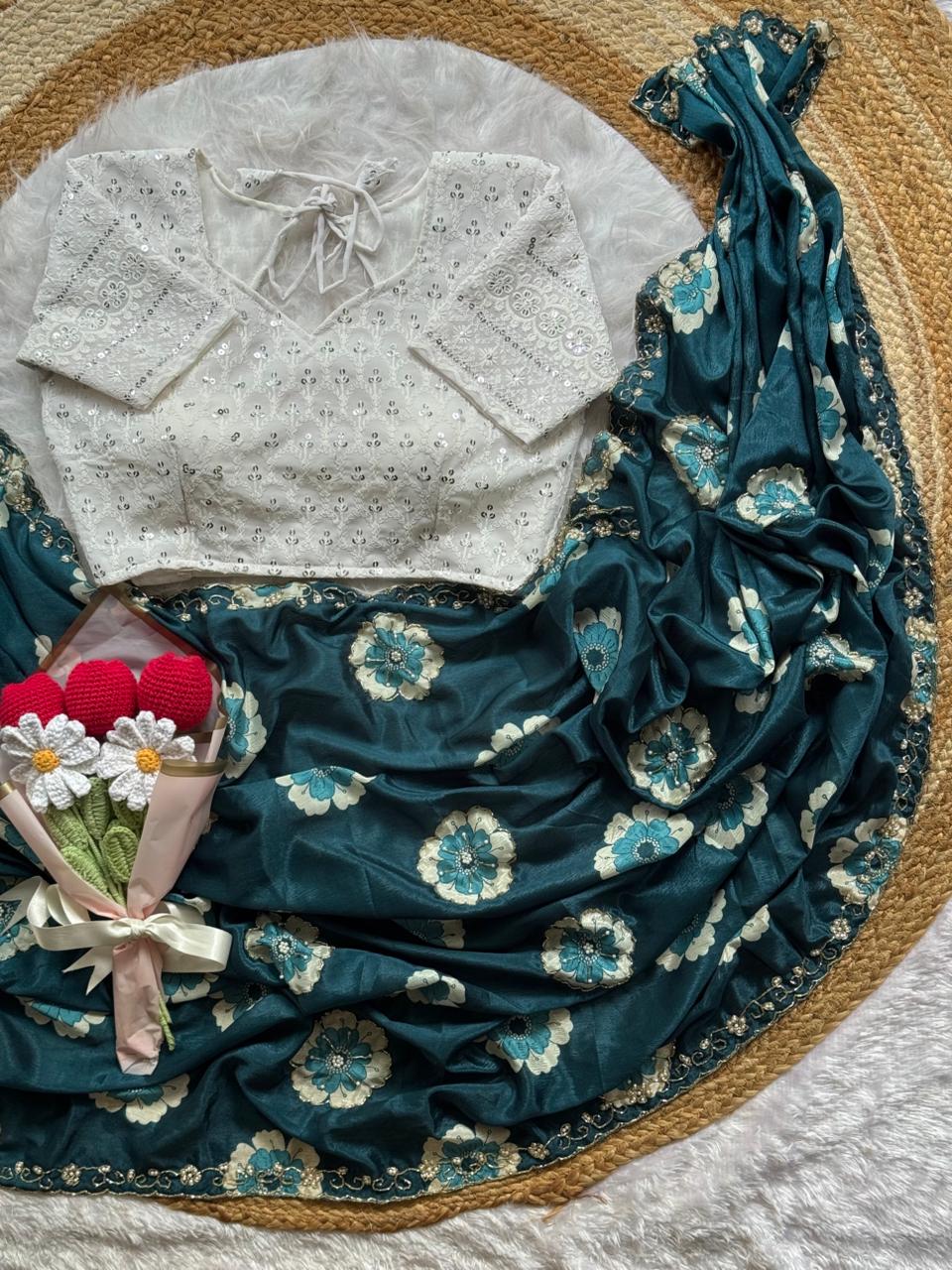 Beautiful Soft Chinnon Saree