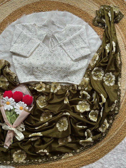 Beautiful Soft Chinnon Saree