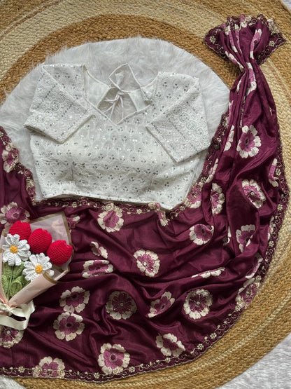 Beautiful Soft Chinnon Saree