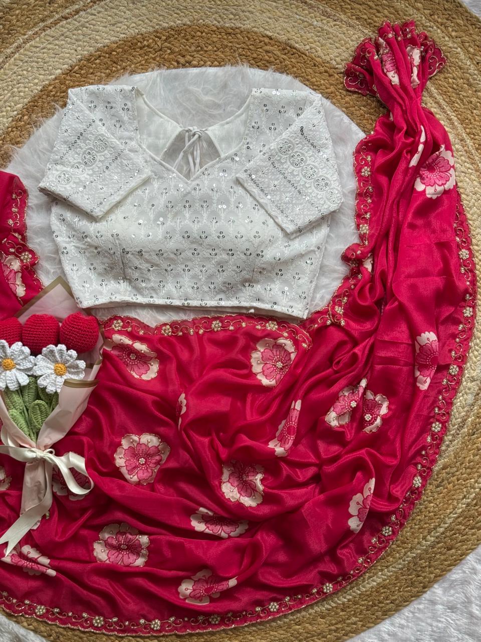 Beautiful Soft Chinnon Saree