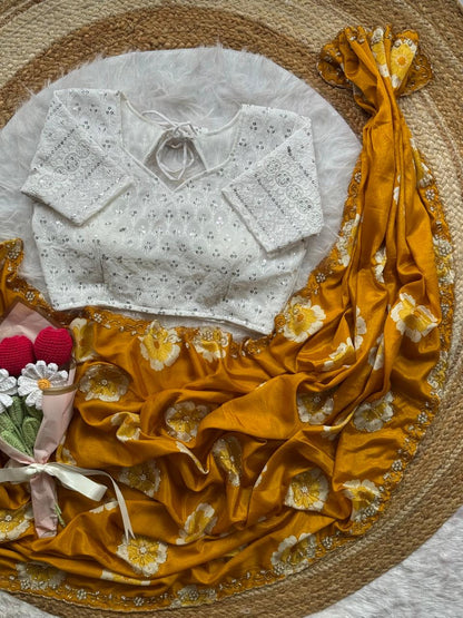 Beautiful Soft Chinnon Saree