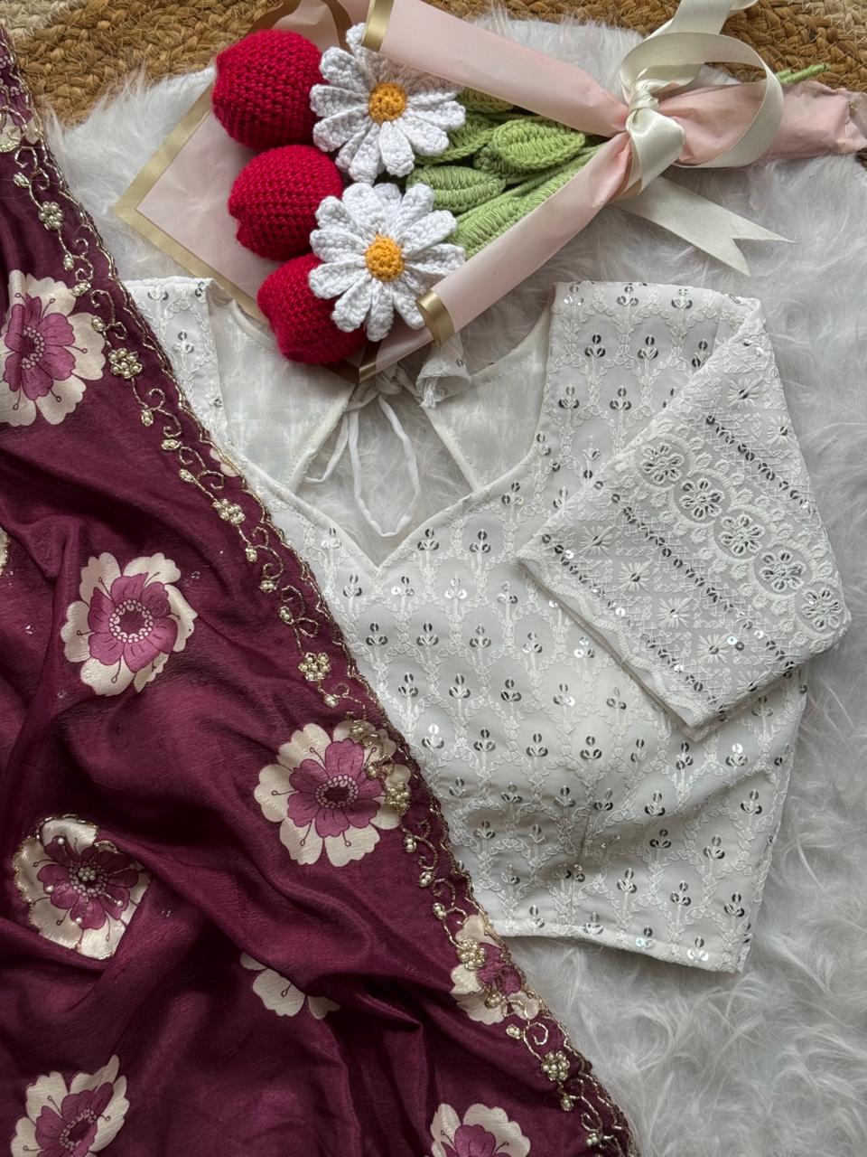 Beautiful Soft Chinnon Saree