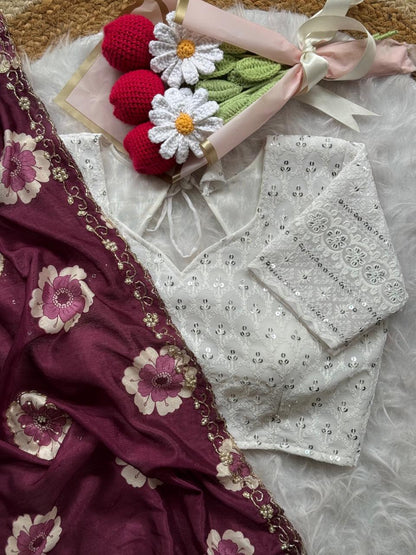 Beautiful Soft Chinnon Saree