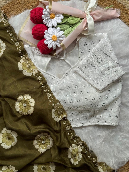 Beautiful Soft Chinnon Saree