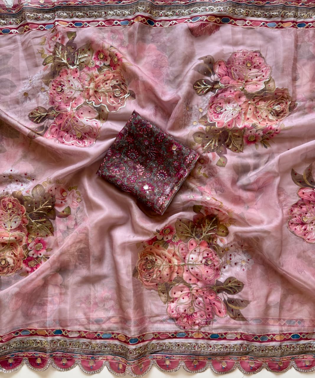 Pure Tebby Silk Floral Sequence Saree
