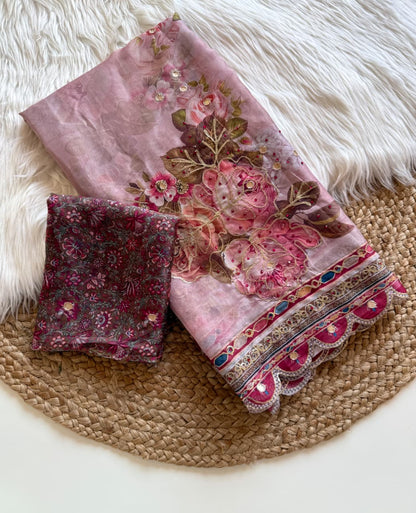 Pure Tebby Silk Floral Sequence Saree