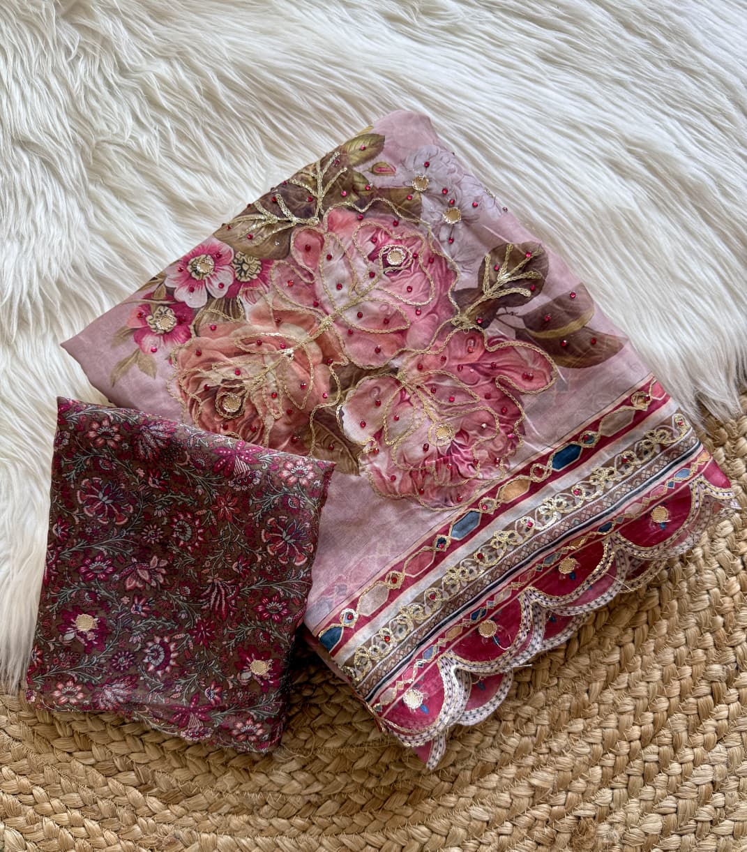 Pure Tebby Silk Floral Sequence Saree