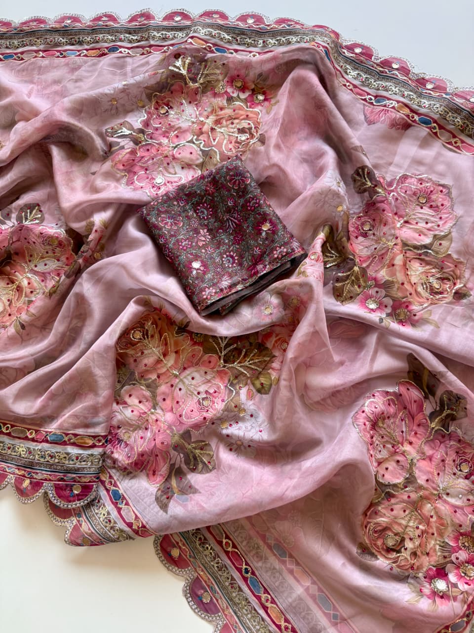 Pure Tebby Silk Floral Sequence Saree