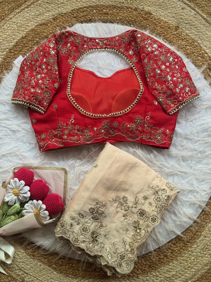 Two Tone Rangoli Silk Heavy Embroidery Saree