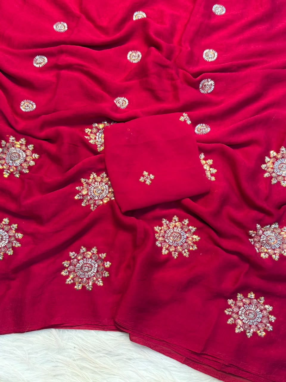 pink Rangoli Crush Silk Saree with Hand Sequins, Beads Work by women shoppee