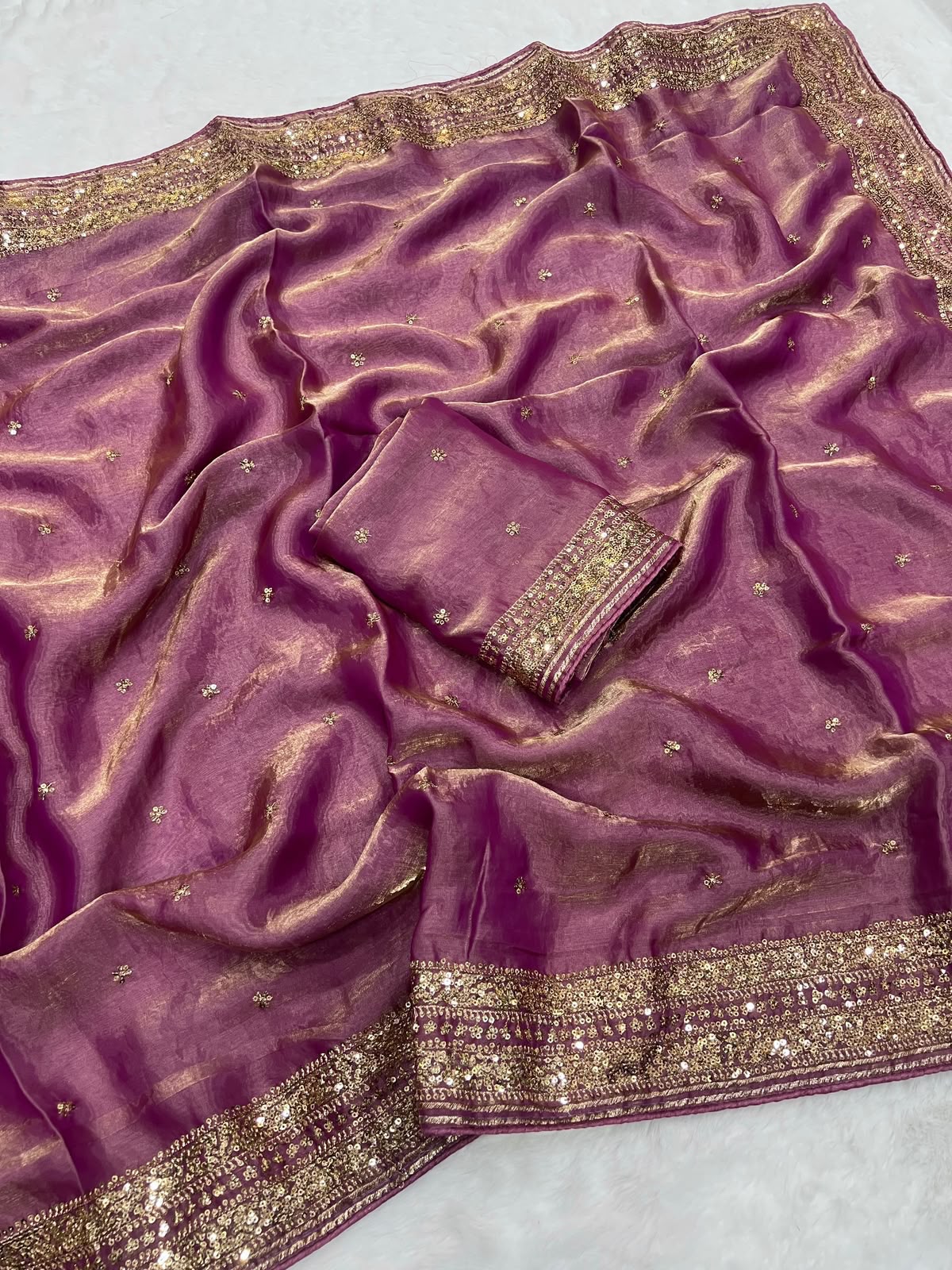 Soft Fandy Silk Sequins Work Saree (Pre-Booking)