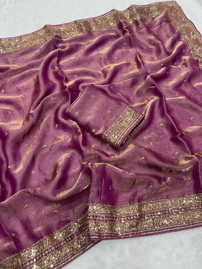 Soft Fandy Silk Sequins Work Saree (Pre-Booking)