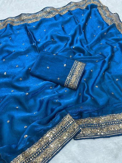 Soft Fandy Silk Sequins Work Saree (Pre-Booking)