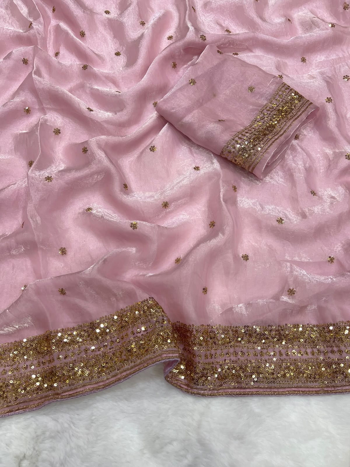Soft Fandy Silk Sequins Work Saree (Pre-Booking)