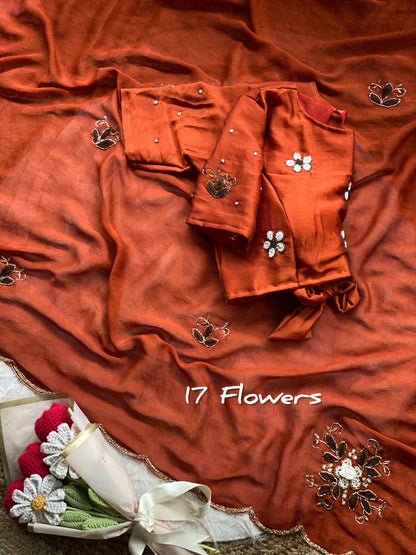 Rangoli Crush Silk with Handwork