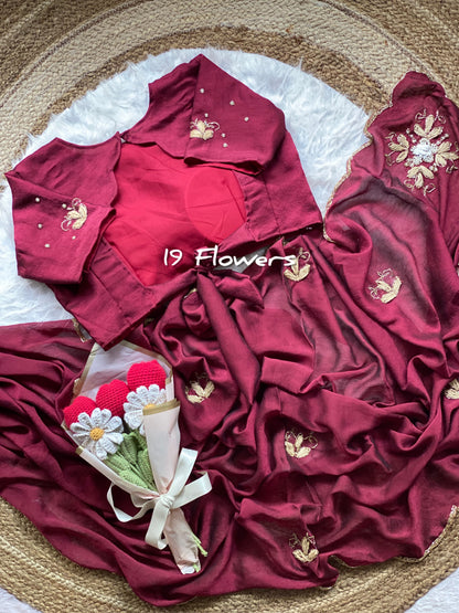 Rangoli Crush Silk with Handwork